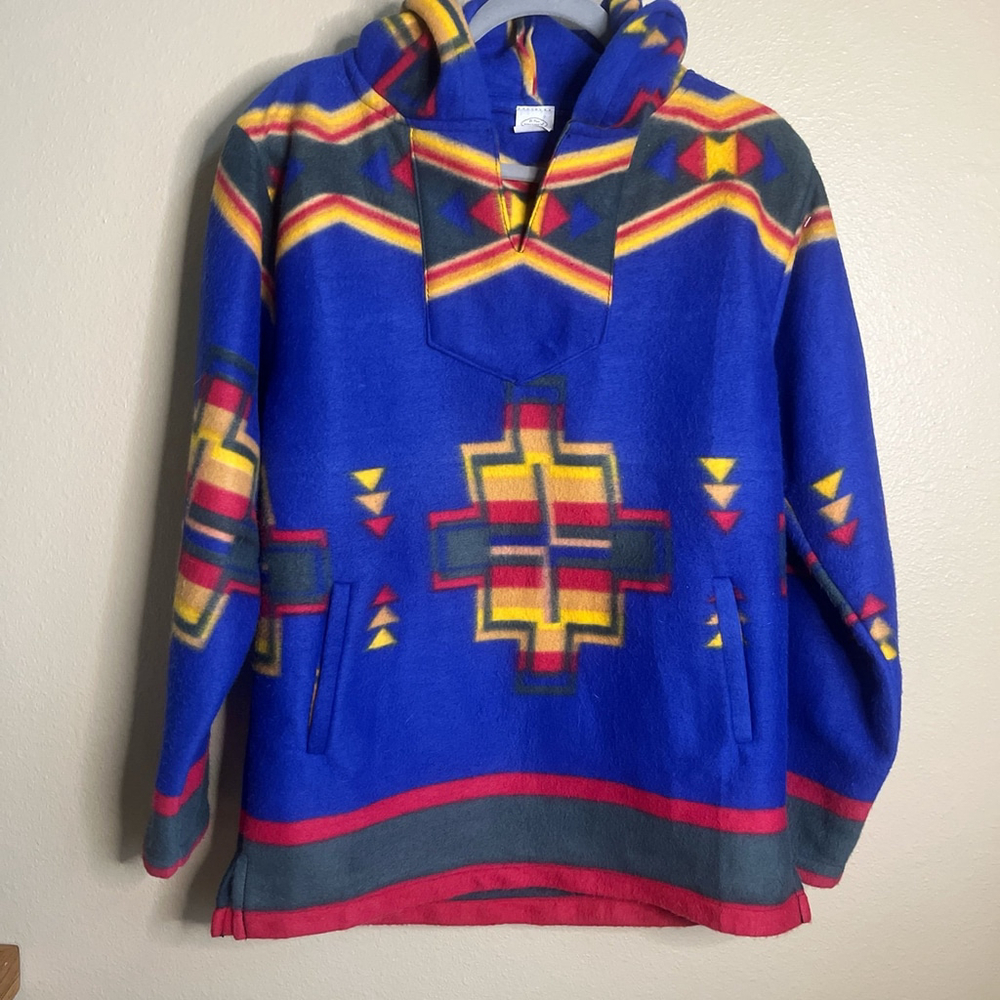 Aztec El Paso Saddle Blanket Western Womens Mens Small Fleece Hoodie